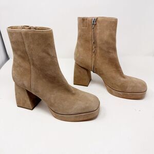 Dolce Vita Tan Chunky Platform Suede Booties Heeled Size 10 Ulyses